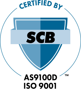 A blue and white logo featuring a shield with the letters 