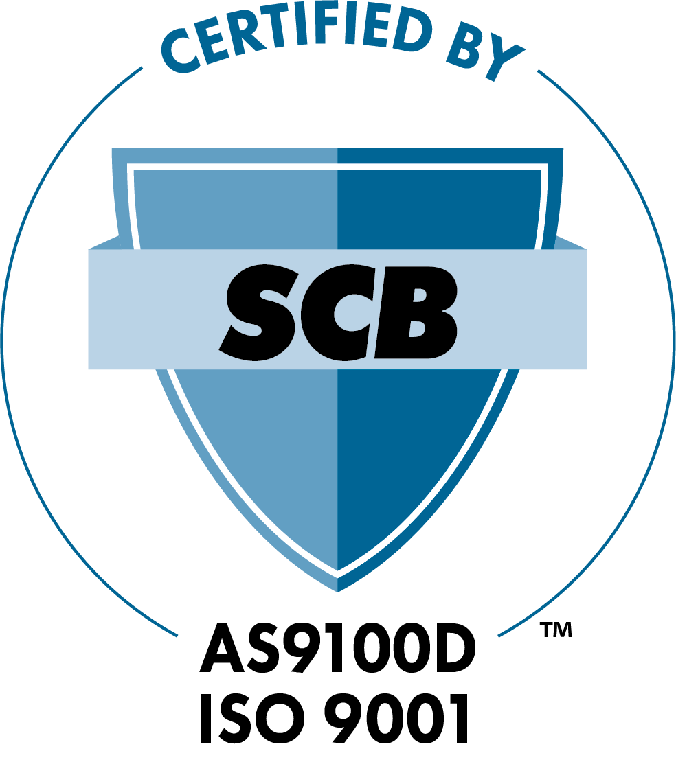 A blue and white logo featuring a shield with the letters 
